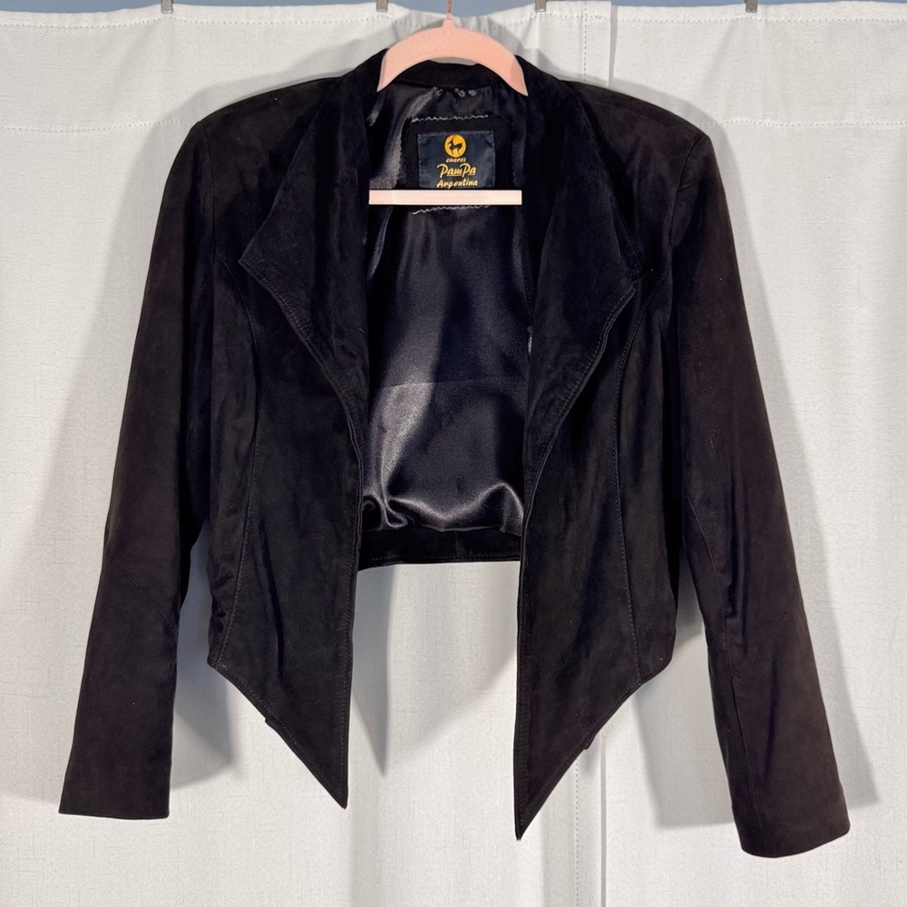 Cuero Pampa Argentina Black Suede Textured Jacket